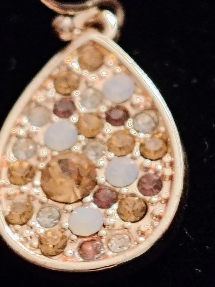 Pendientes colgantes lágrima tono oro joyería 1928 pavé cristal ámbar y transparente Foto 1 de 4