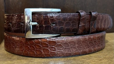 "Cinturón de cocodrilo americano genuino marrón Torino Elite de colección talla 36-38 1-1/8"" ancho leer" Foto 1 de 4