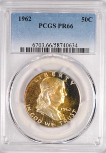 1962 TONED Franklin Half Dollar Proof PCGS PR66 PF 66 Original Toning Coin 50C - Picture 1 of 2