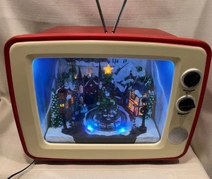 Holiday Living 12.5 " Christmas Village Scene Animated Musical TV Plays 9 Songs - Picture 1 of 20
