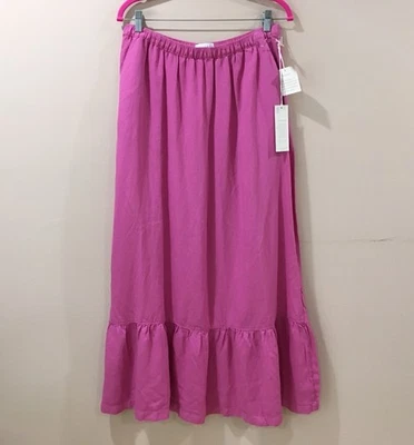 Maxi Falda Calypso Saint Barth Mujer L L Lino Pull On A Line Rosa Look Vintage Foto 1 de 4