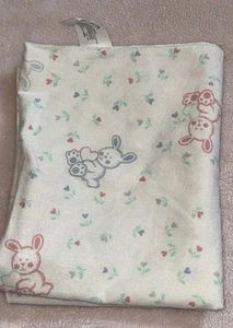 Hospital Baby Receiving Blanket Swaddle VTG Pink Blue Bunny Rabbits WPL1675 HTF - Picture 1 of 6
