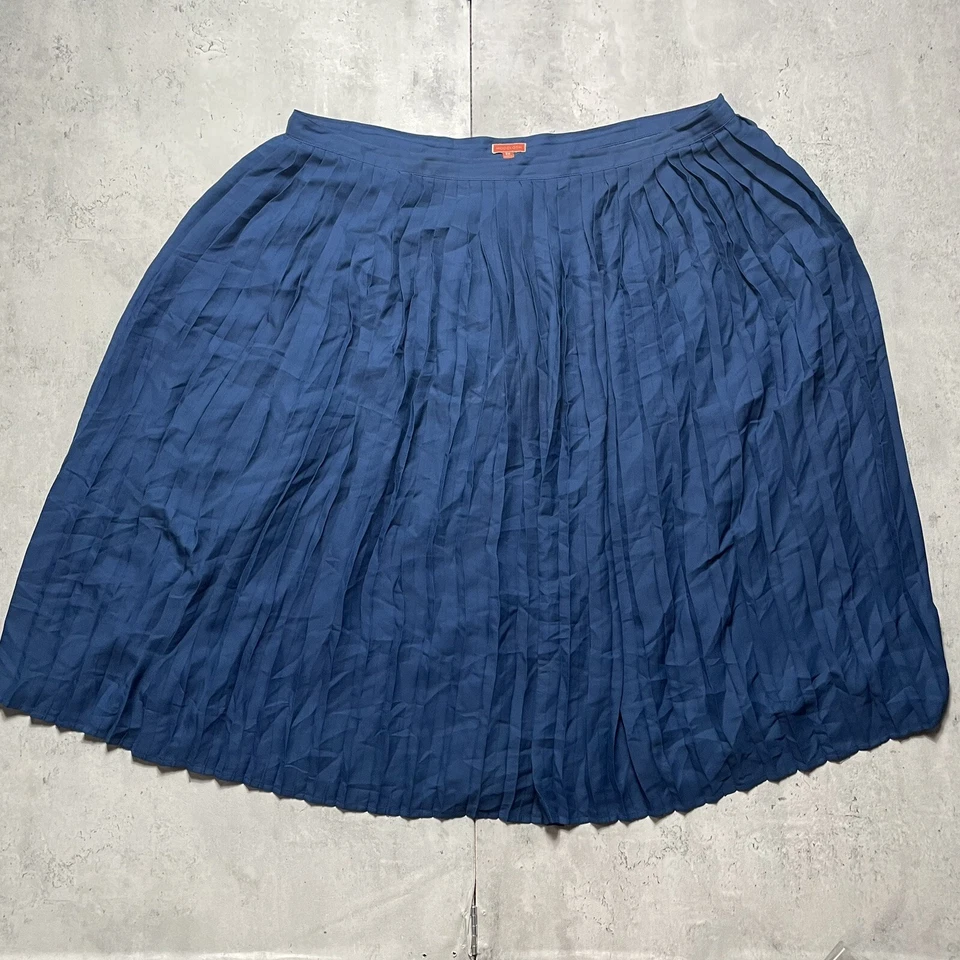 ModCloth Blue A Line Pleated Zip Polyester Skirt Women's Plus Size 3X MINT - Image 1 of 4