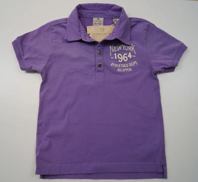 SCOTCH SHRUNK Boys Purple New York 1964 Motif Short Sleeve Polo Shirt Top BNWT - Image 1 of 4