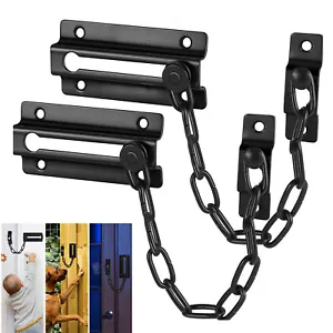 Door Bolt Chain Guard Door Slide Lock Home Safety Security 2 Pack - Picture 1 of 7