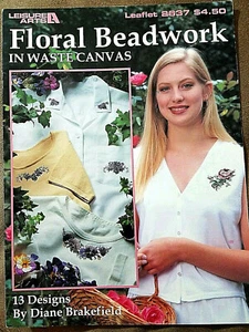 Leisure Arts 2637 Abfall Leinwand FLORAL BEADWORK 1994 Faltblatt 8pg 13 Karten - Bild 1 von 3