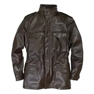 Giacca da campo COCKPIT USA in pelle M-65 marrone made in USA Z21S024 - Foto 1 di 4
