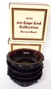 Avon Dessert Bowls Cape Cod Ruby Red New Old Stock In Open Box Quantity 4 - Bild 1 von 11