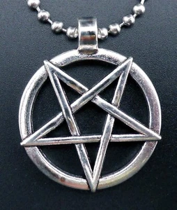 Pentagram Necklace Stainless Chain New Woven Pentacle Pendant Double Sided Star - Picture 1 of 13