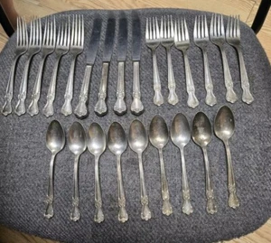 Vintage Old Company Plate Silver SIGNATURE ROSE Flatware 24pcs Mono "J"  - Picture 1 of 24