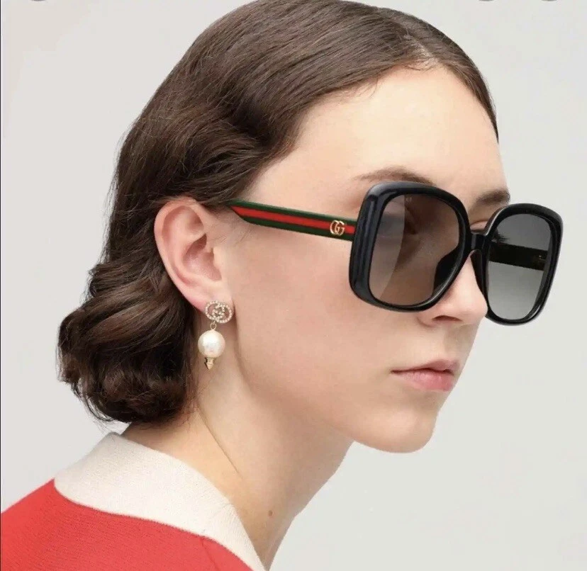 Gafas de sol GUCCI GG0714SA 001 negras verdes y rojas a rayas - originales garantizadas Foto 1 de 4