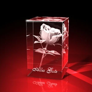 3D Glas Gravur Glasfoto Rose Foto Bild Laser Kristallglas Lasergravur Geschenk - Bild 1 von 6