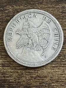 1933 1 Un Peso Condor Republica De Chile Actual Coin TK6504* - Picture 1 of 3