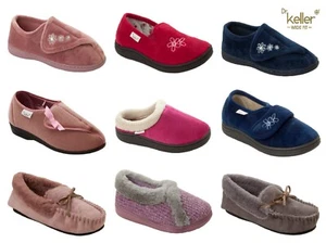 LADIES DR KELLER DIABETIC ORTHOPAEDIC WIDE FIT ADJUSTABLE SLIPPERS WOMENS SIZE - Picture 1 of 24