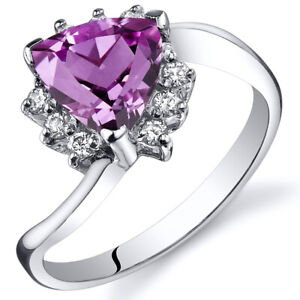 Trillion Cut 1.75 cts Pink Sapphire Bypass Ring Sterling Silver Sizes 5 to 9