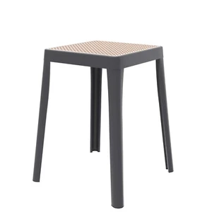 LeisureMod Tresse Modern Stackable Square Plastic Dining Stool with Wicker Top - Picture 1 of 43