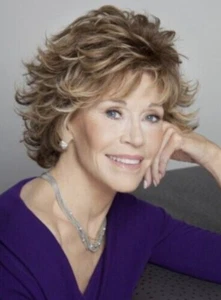 New Natural Jane Fonda Haircut Wavy Layered Synthetic Hair Capless Wigs 8 Inches - Picture 1 of 5