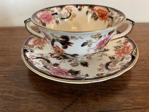 Masons Blue Mandalay 2 Handled Soup Bowl & Underplate Excellent condition x 3 - Picture 1 of 6