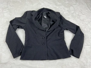 Women’s A List by Wrapper Black Blazer Jacket Blue Pinstripe Junior's Size 9 - Picture 1 of 3
