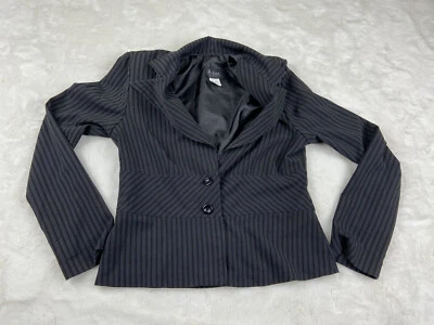 Chaqueta Blazer Mujer A List by Wrapper Negra Azul Rayas Junior Talla 9 Foto 1 de 3