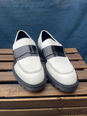 Calvin Klein Florentino Men's Black & White Leather Loafers Size 9.5 - Image 1 of 4