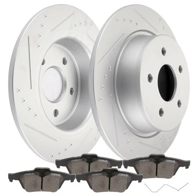 Rear Drilled Rotors Ceramic Brake Pads for 2013-2017 Ford C-Max Escape Transit Foto 1 de 4