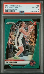2024 PANINI PRIZM WNBA GREEN PRIZM #22 CAITLIN CLARK ROOKIE RC PSA 8 - Picture 1 of 2