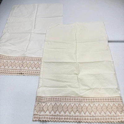 Par Funda Almohada Estándar Blanco Borde Encaje Mezcla Algodón Moderno Foto 1 de 4