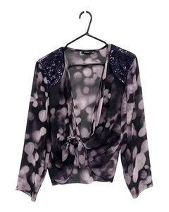Like New EVE HUNTER Women's Purple Sheer Tied Front Top, Size 16 - Picture 1 of 5