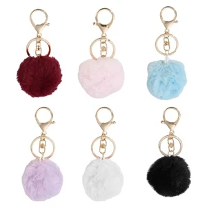 Lightweight Plush Ball Keyring Set Multicolor Options For Bags Backpacks Or Car - Picture 1 of 14