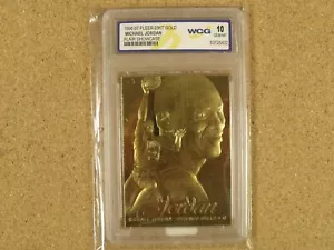 Tarjeta de baloncesto Fleer 1996-97 oro 23kt Michael Jordon WCG gema como nueva 10 - Imagen 1 de 2