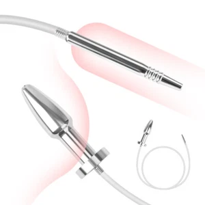 Stainless Steel Urethral Rod Silicone Anal Plug Male Masturbator Sounding - Picture 1 of 10