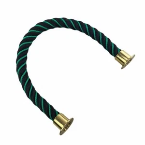 Cuerda de barrera de línea suave negra de 24 mm desparasitada en verde x 1 m c/w extremos de copa de latón - Imagen 1 de 4