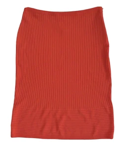 $900 NEW RALPH RUCCI Solid Orange 100% SILK KNIT Pencil Skirt S - Picture 1 of 7