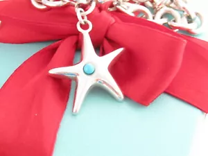 Bracciale Tiffany & Co Argento 925 Turchese Stella Marina Charm 7,5" - Foto 1 di 6