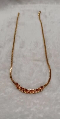 COLLAR GARGANTILLA CHAPADO EN ORO RUBÍ DIAMANTE REDONDO 24 pulgadas DE COLECCIÓN  Foto 1 de 4