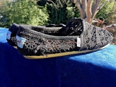 TOMS Negro Encaje Ballet Pisos Mocasines Clásicos Alpargatas Zapatos Mujer Talla 8.5 Foto 1 de 4