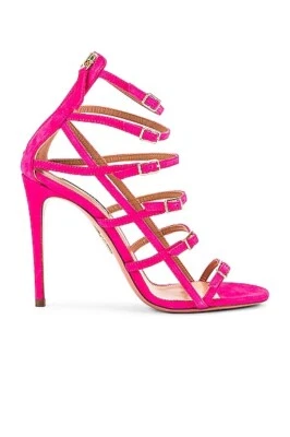 Aquazzura Super Modelo 105 Sandalia Tacones Cuero Gamuza Rosa Exótico Lujo 40 $795 Foto 1 de 4