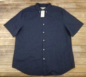 Old Navy Button Up Shirt Mens Size XXLT Blue Slim Short Sleeve Built In Flex New - Picture 1 of 10