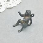 Cracker Jack Prize Charm Metal Monkey 3/4" Vintage Antique Toy Sits Hangs Mini
