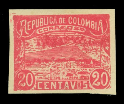 COLOMBIA 1902 - Barranquilla - La Popa 20c rose Sc# 205var PRINTED ON BOTH SIDES - Image 1 of 2