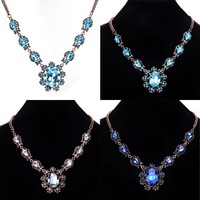 Womens Crystal Necklace Choker Chunky Bib Statement Pendant Chain Charm Jewelry