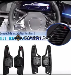 Real Carbon Fiber Steering Wheel Paddle Shifter for Corvette C8  Z51 Z06 - Picture 1 of 3