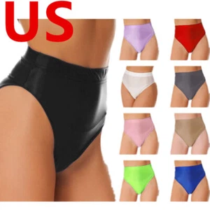 US Women Underwear Oil Shiny High Waist Panties Thong Glossy Ballet Dance Briefs - Picture 1 of 117