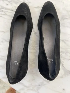 Schwarze Stuart Weitzman schwarze Mini-Keilabsatz aus echtem Wildleder Größe 10...neu ohne Etikett - Bild 1 von 7