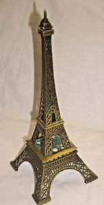 Eiffelturm Wahrzeichen Paris beleuchtet messingfarben Miniatur Turm 25 cm - Samm - Bild 1 von 14