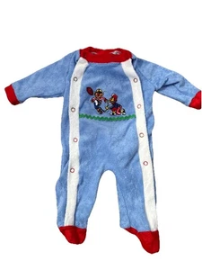 Vintage 80s baby terry cloth Bert and Ernie Sesame Street football Footie Pajama - Picture 1 of 5
