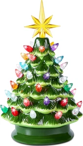 9,5" Vorbeleuchteter Keramik Weihnachtsbaum mit LED-Leuchten für Weihnachtsdekoration - Bild 1 von 8