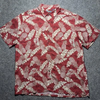 Camisa Campia Hawaiana Para Hombres XL Mangas Cortas Abotonada Rojo Piña Estampado Informal Foto 1 de 4