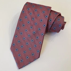 Brooks Brothers Silk Tie Mens 61x3.5 Pink Blue Repp Foulard Woven in England USA - Picture 1 of 9